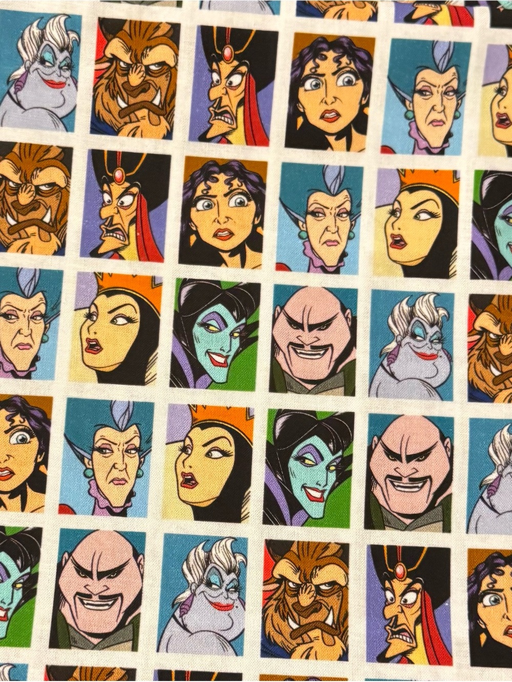 Disney Fabric Villains Grid Art Print - Multicolor 3 Yds x 44/45”